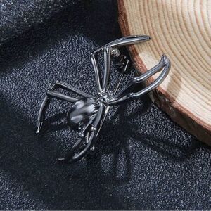 Minimalist Gothic Spider Brooch, Steel Dark Gray Color, Lightweight,